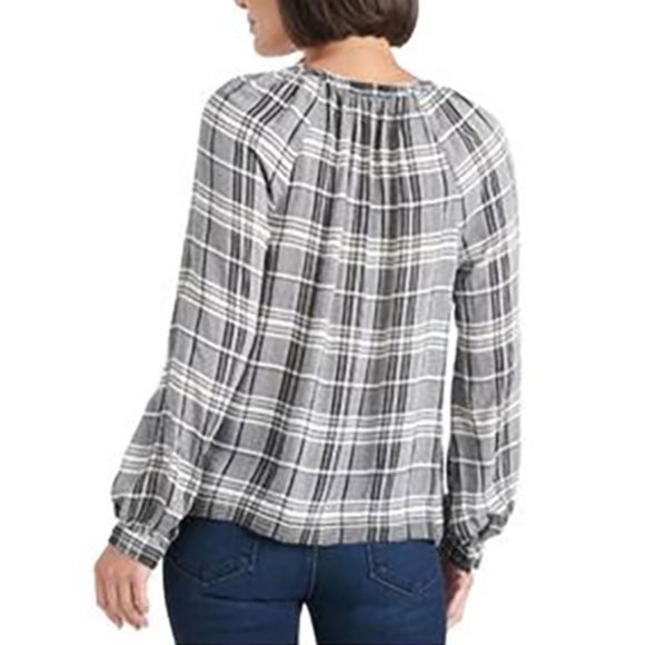 LUCKY BRAND BLACK PLAID TOP NWT, MEDIUM - Picture 2 of 4